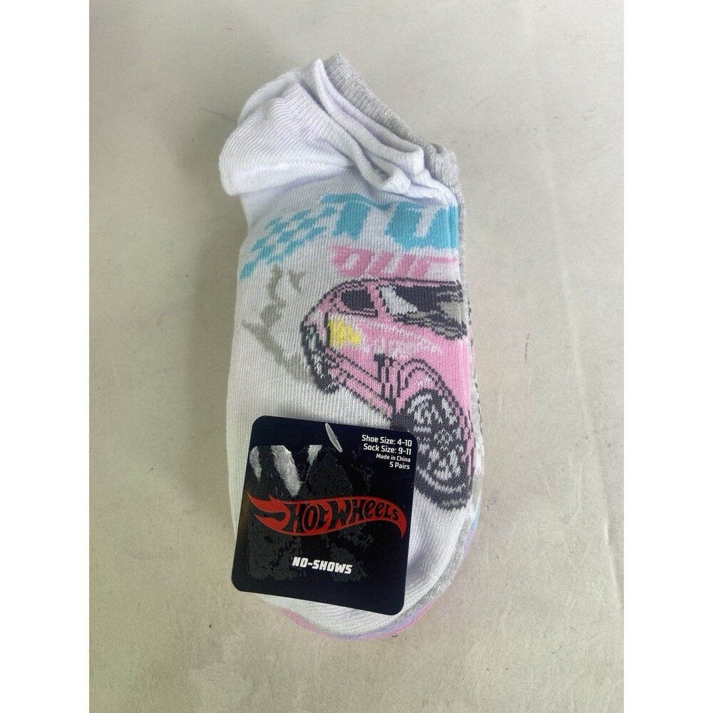 Mattel Hot Wheels No Show Socks 5 Pairs Multicolor Shoe Size 4-10 Sock Size 9-11
